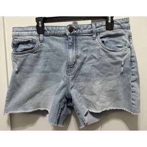 Kut From The Kloth High Rise Short Sz 14 Blue Denim Shorts Frayed Hem Distressed